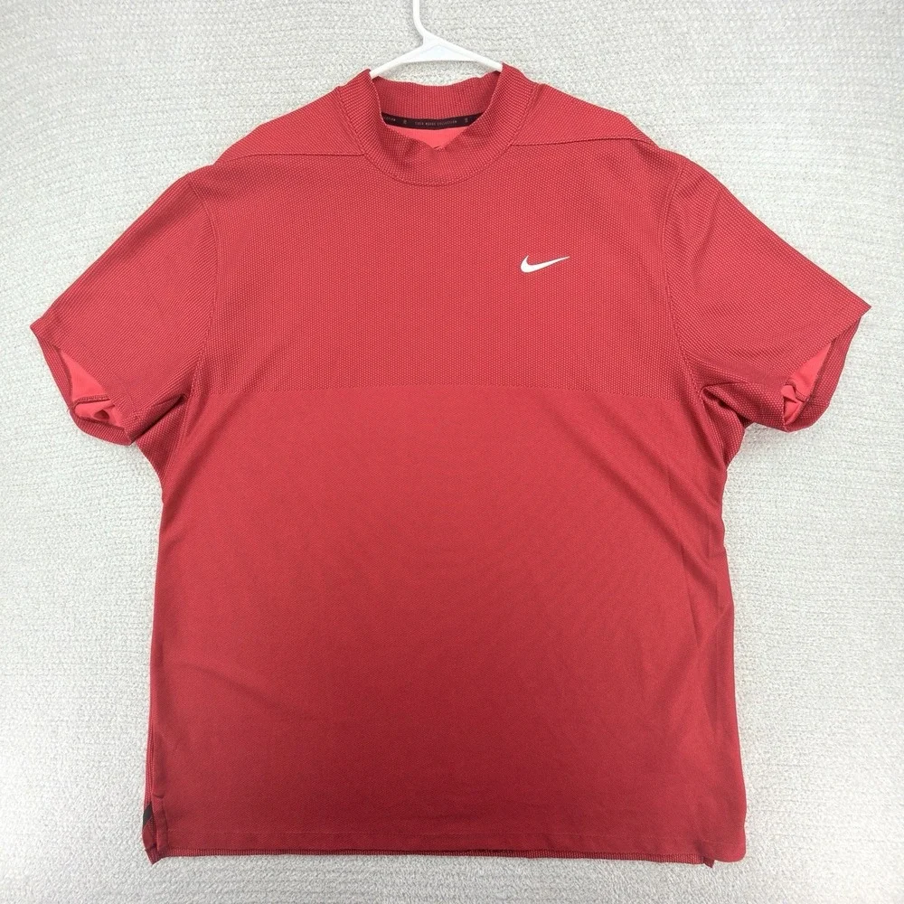 Nike Tiger Woods Golf Shirt Mens XXL Sunday Red Dri-FIT Mock Neck CU9526-677